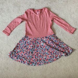 Red Strips and Flower Tea Dress